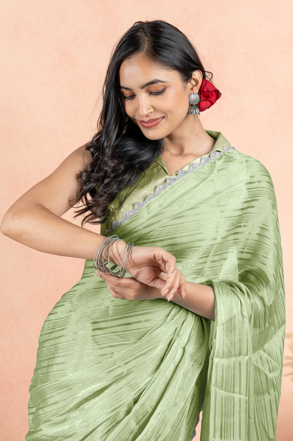 Luxe Organza with Silver Saree