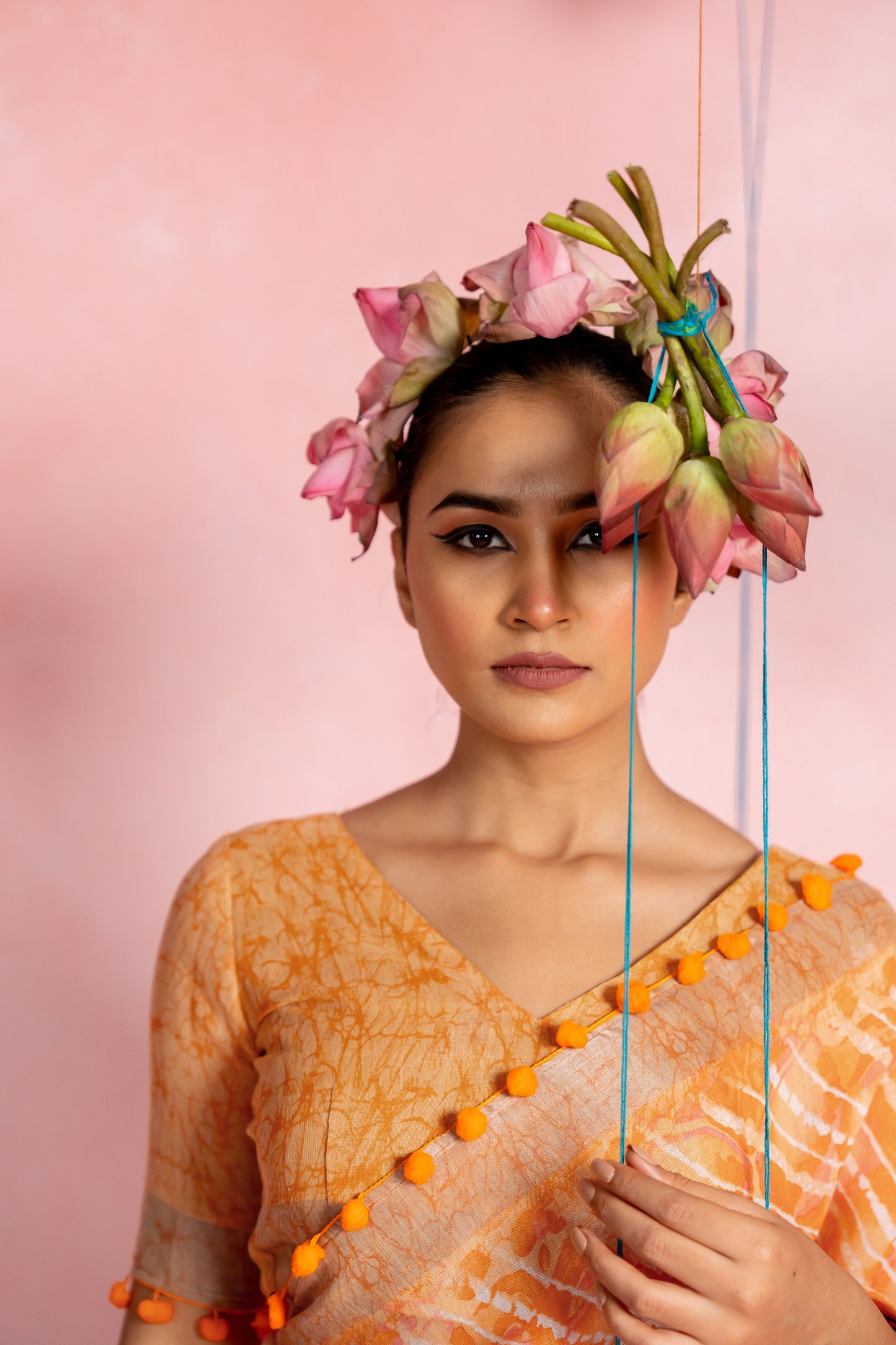 Beautiful Stripe & Geometric Printed Cotton linen Saree