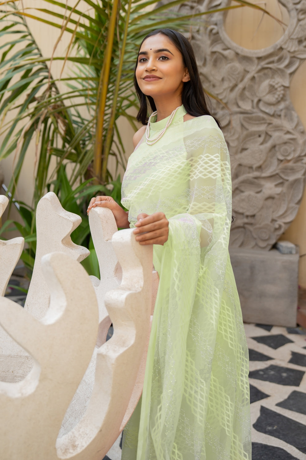 Trendy Thread Embroidred Net Saree