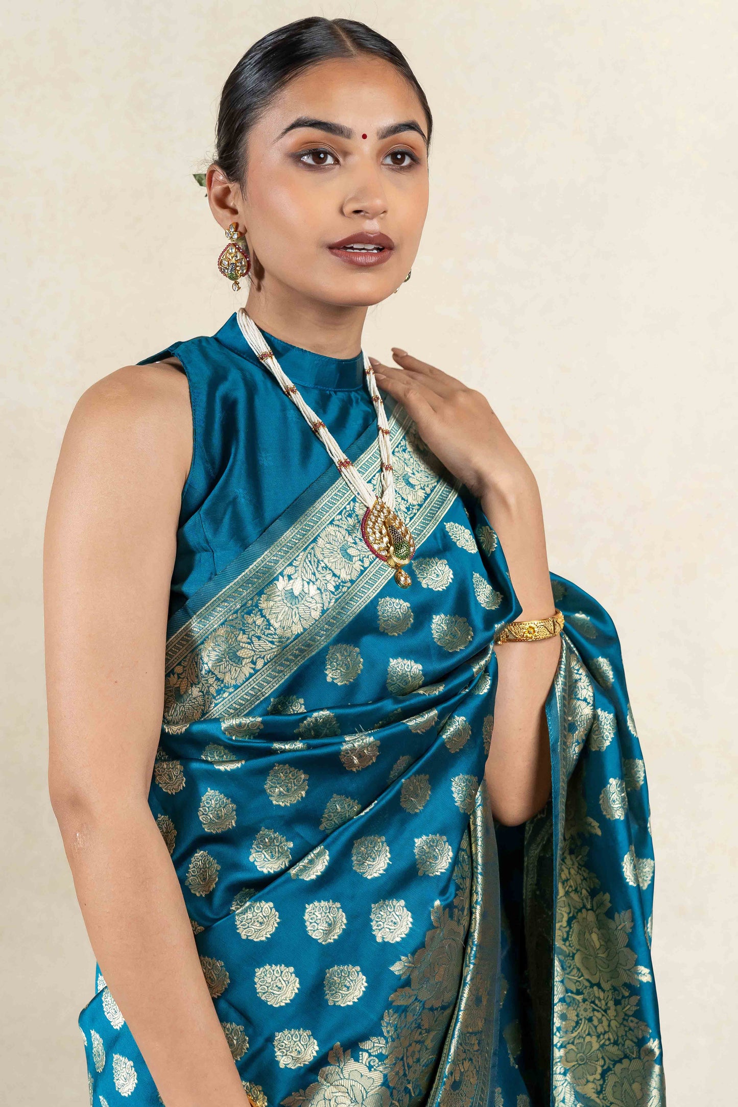 Stunning Silk Blend Saree with Zari Woven Design