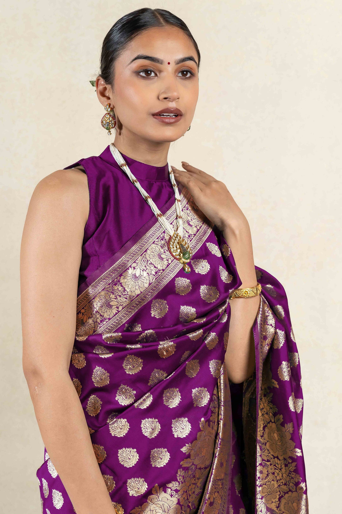 Stunning Silk Blend Saree with Zari Woven Design