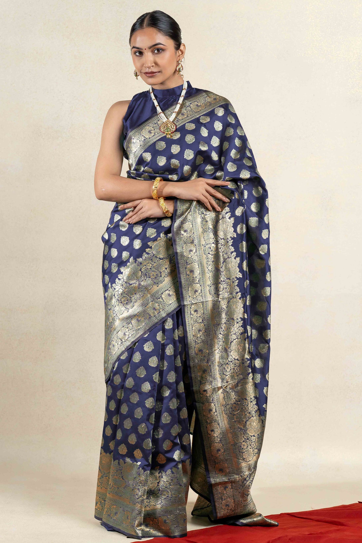 Stunning Silk Blend Saree with Zari Woven Design