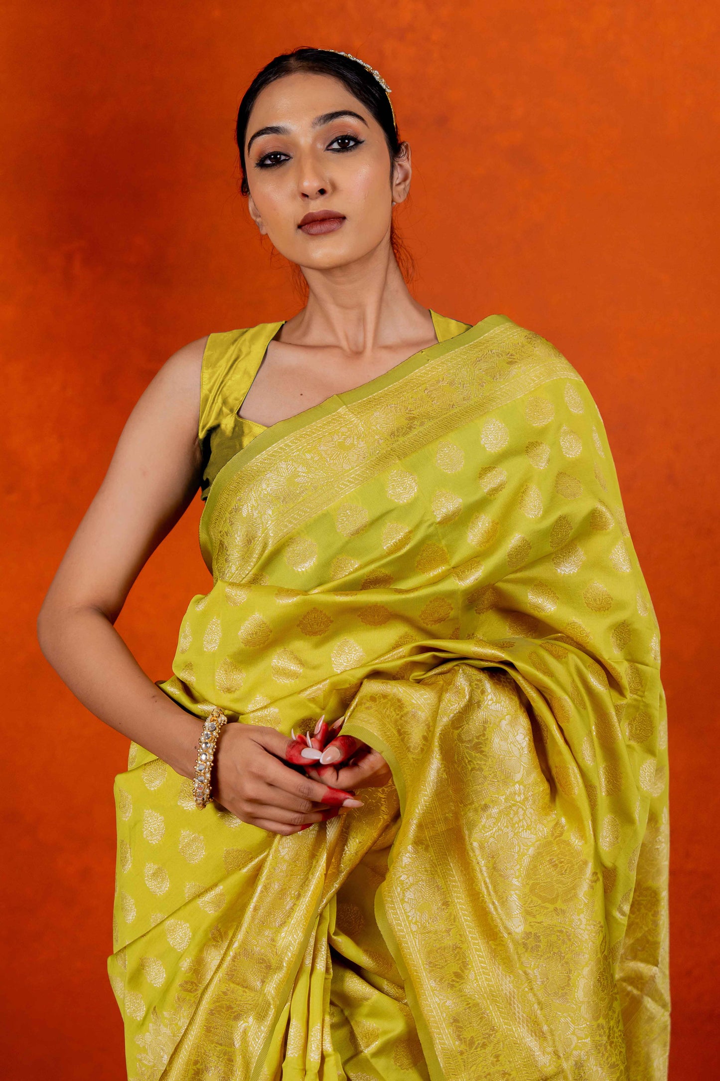 Stunning Silk Blend Saree with Zari Woven Design