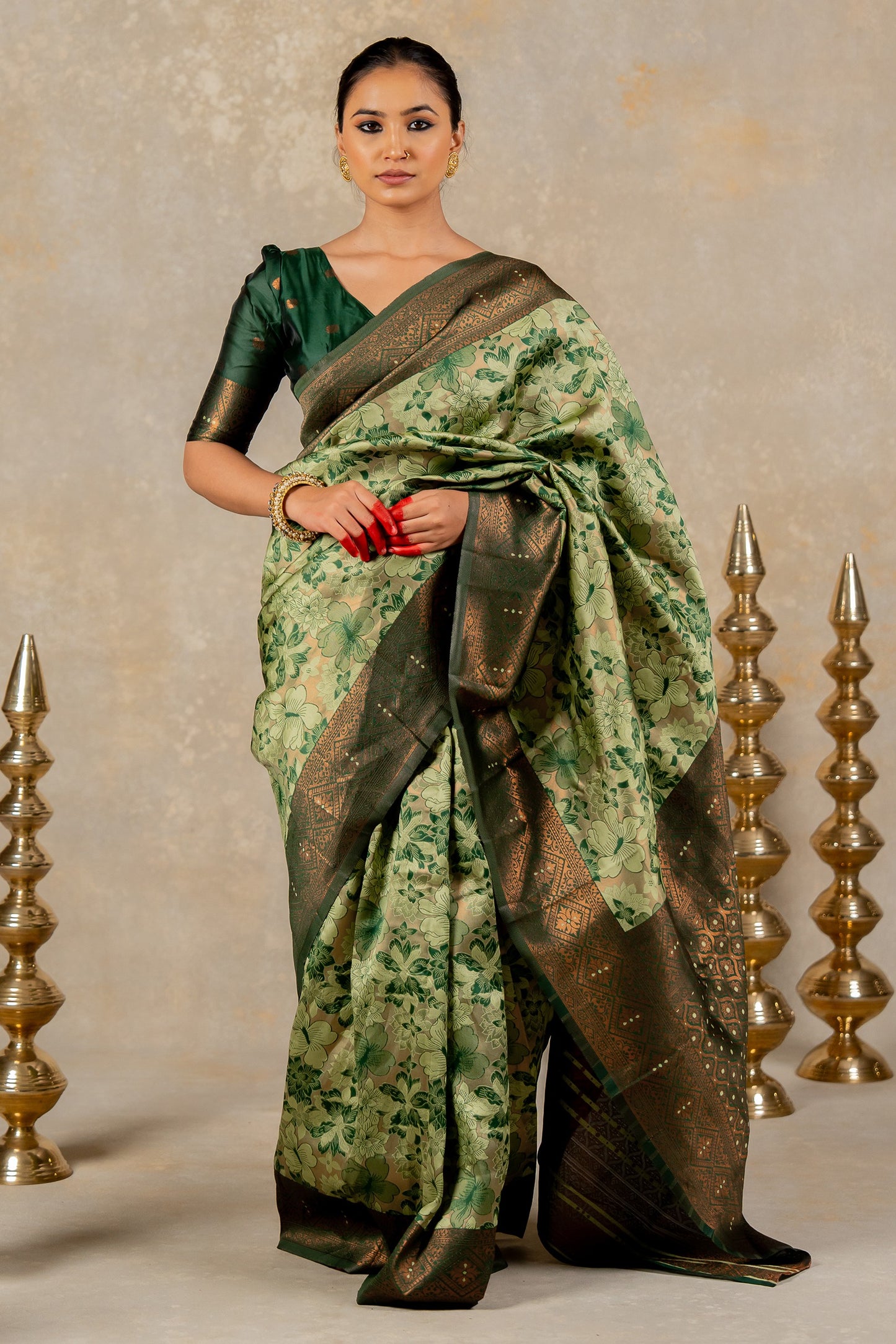 Banarasi Silk Saree with Copper Zari Border