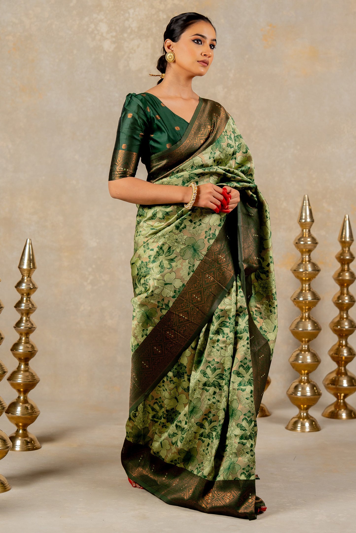 Banarasi Silk Saree with Copper Zari Border