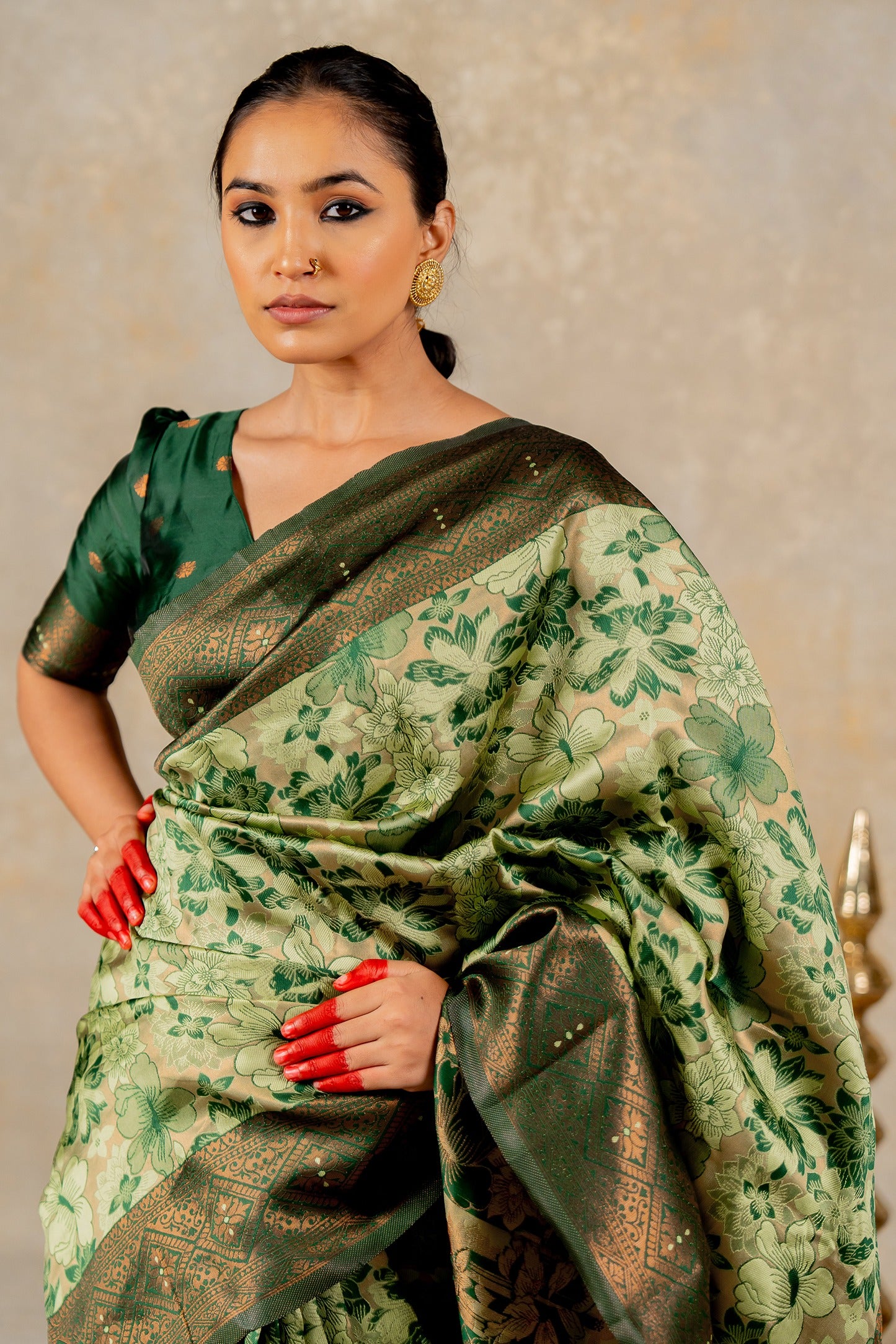 Banarasi Silk Saree with Copper Zari Border
