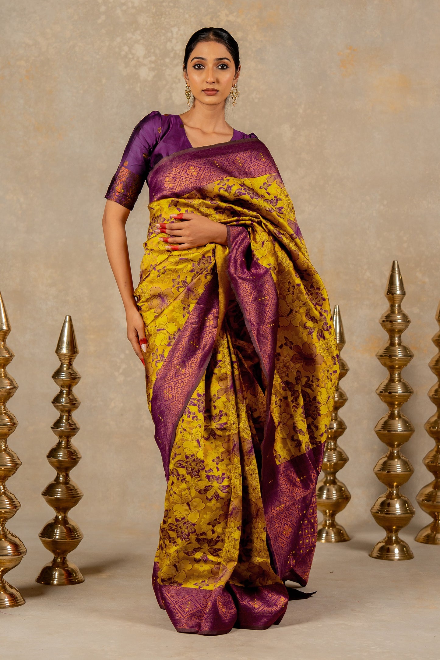 Banarasi Silk Saree with Copper Zari Border
