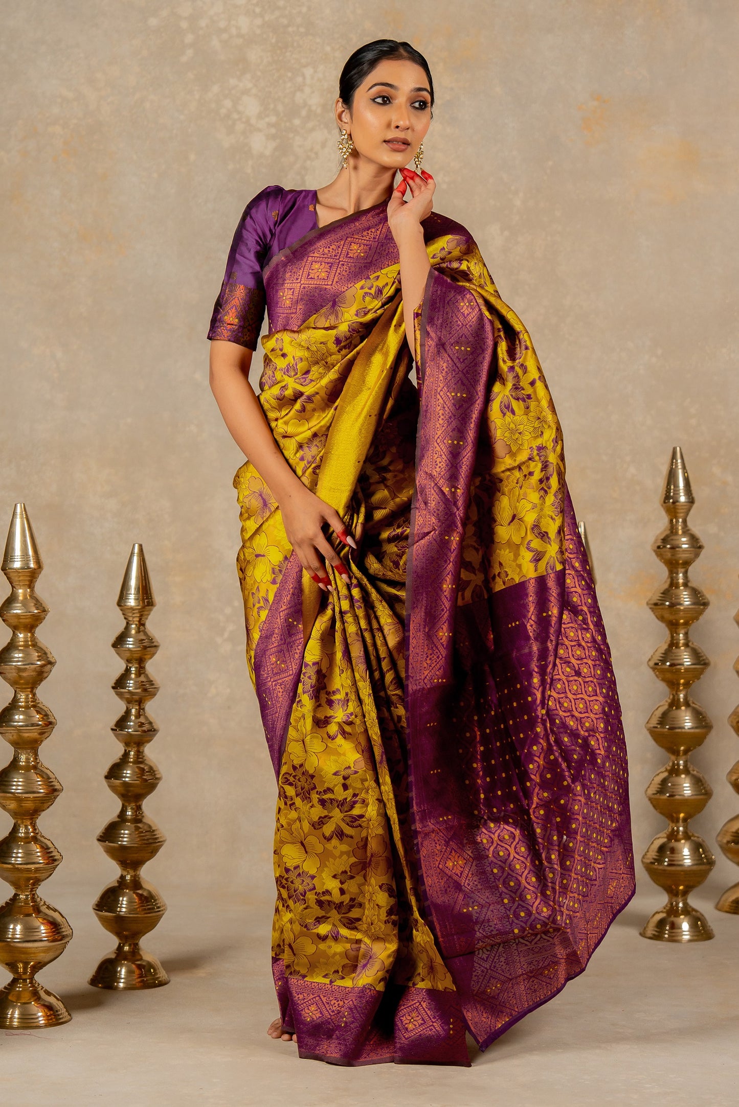 Banarasi Silk Saree with Copper Zari Border