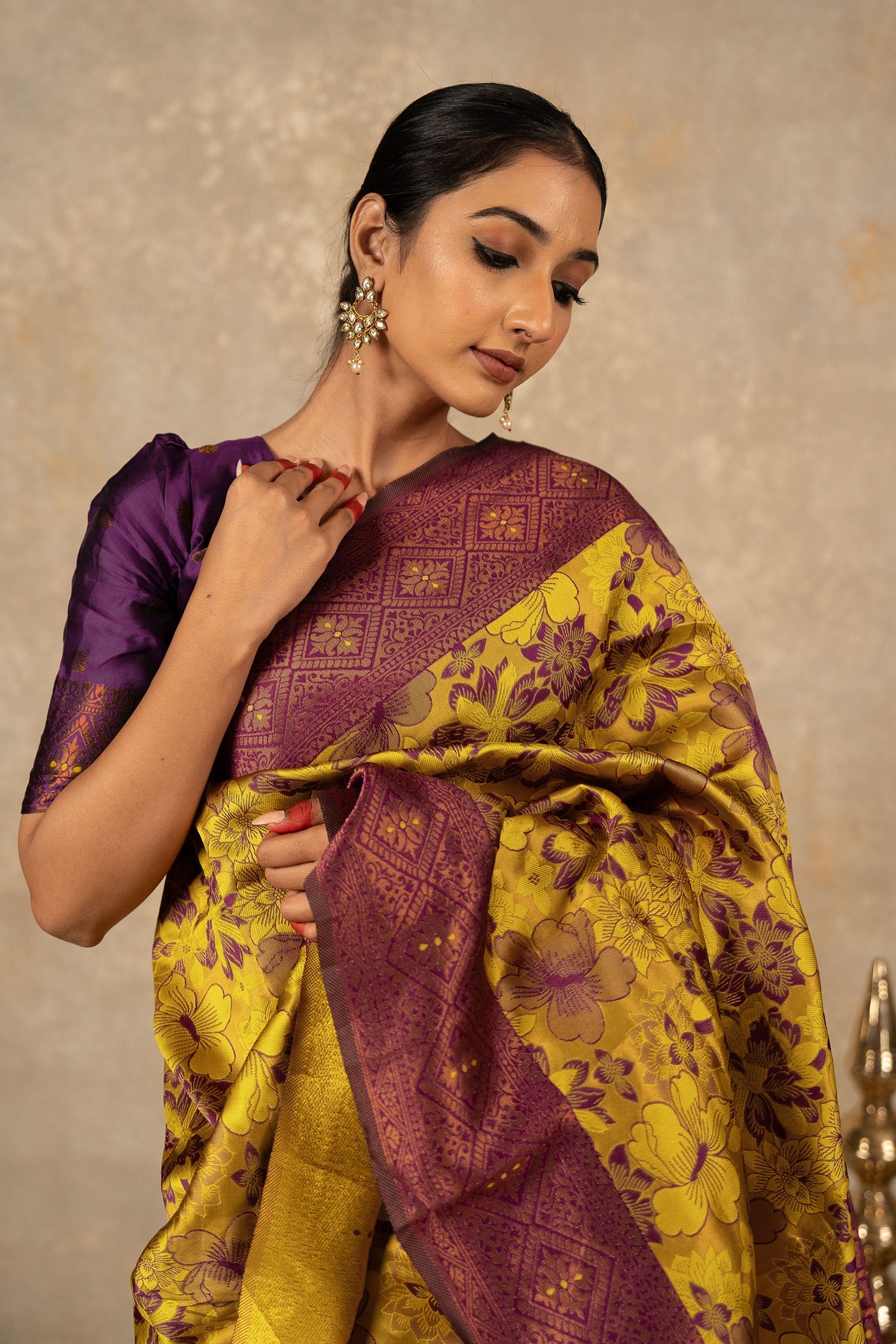 Banarasi Silk Saree with Copper Zari Border