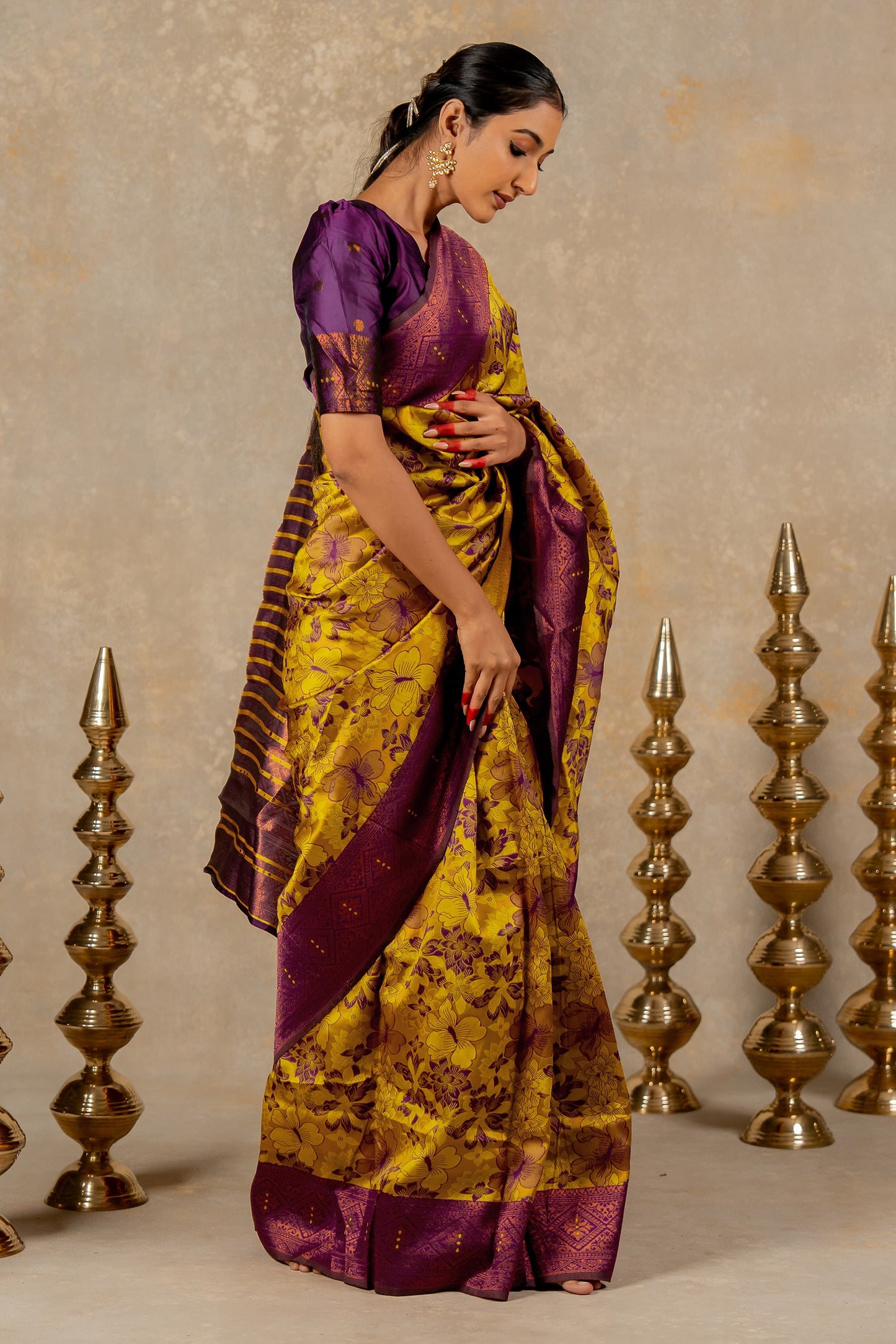 Banarasi Silk Saree with Copper Zari Border