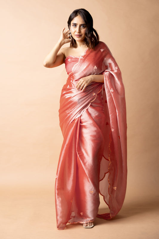Trendy Mirror Work Jimmy Choo (Organza) Saree