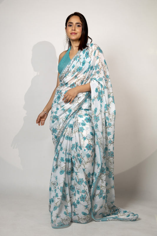 Latest Floral Printed Cotton Blend Saree