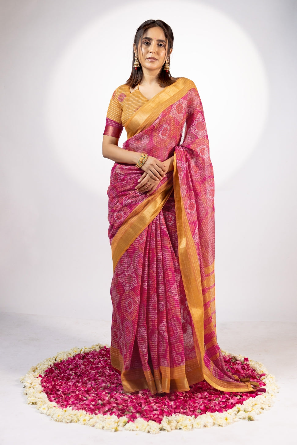 New Fancy Ajrakh Printed Cotton Blend Saree