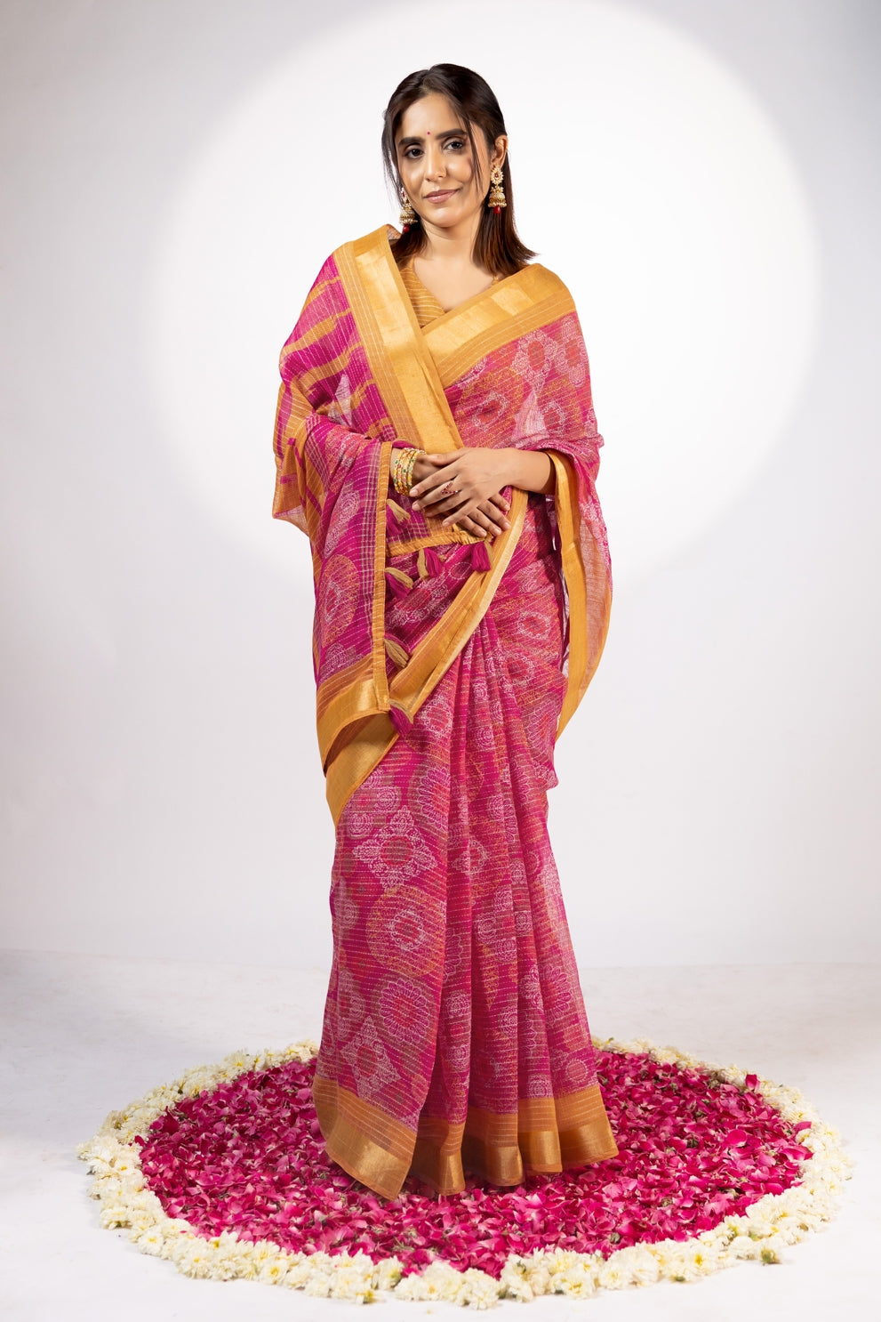 New Fancy Ajrakh Printed Cotton Blend Saree