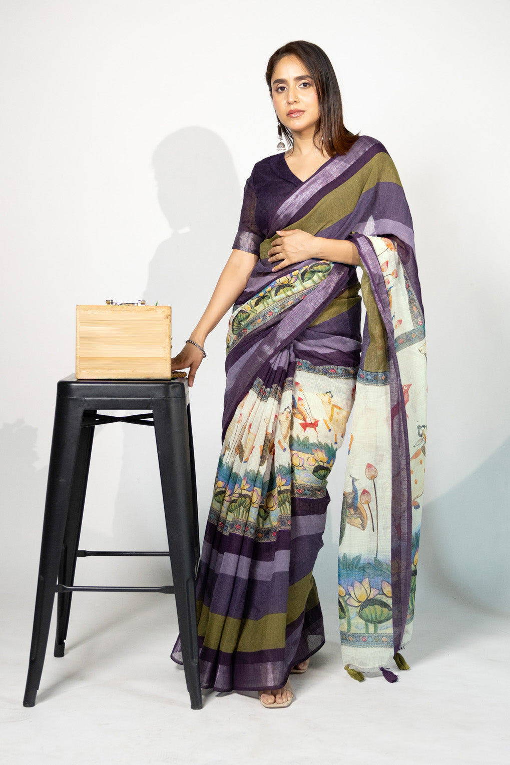Beautiful Madhubani Printed Cotton Blend Saree