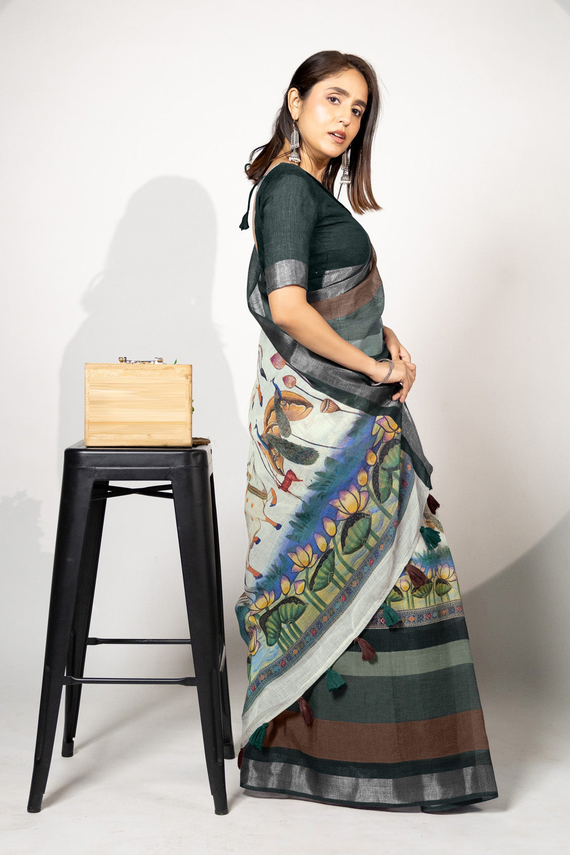 Beautiful Madhubani Printed Cotton Blend Saree