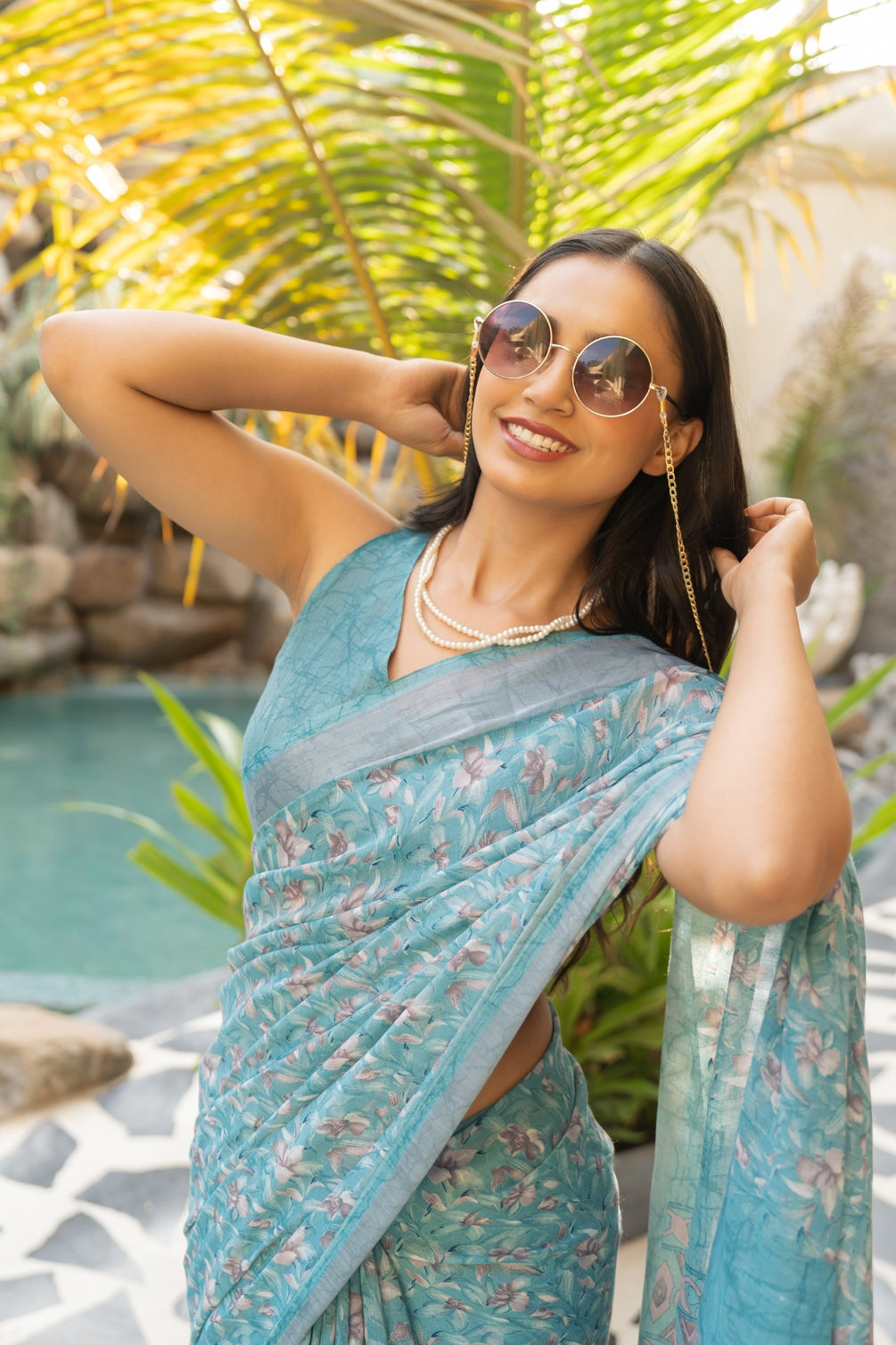 Beautiful Floral Printed Cotton blend Saree