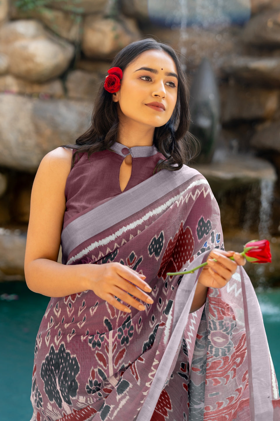 Beautiful Ikkat Printed Cotton blend Saree