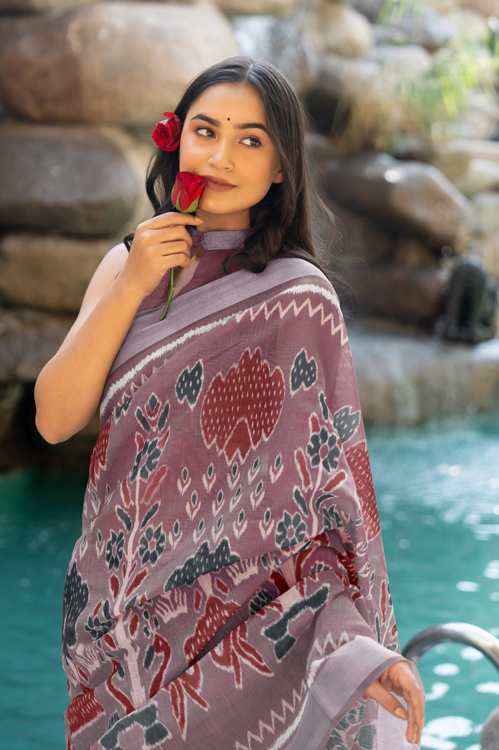 Beautiful Ikkat Printed Cotton blend Saree