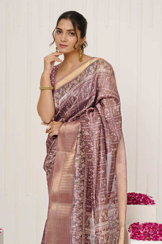 Beautiful Warli Print Cotton Silk Saree with Unstiched Blouse Piece