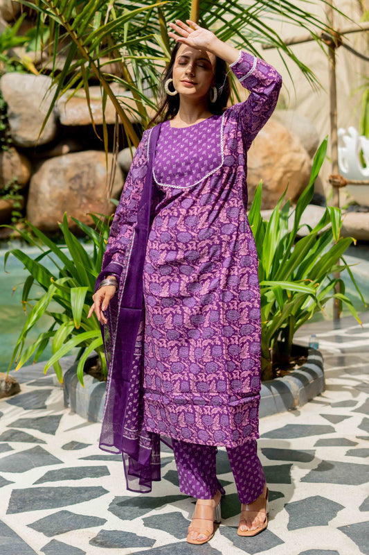 Beautiful Women Pure Cotton Floral Print Kurta Set