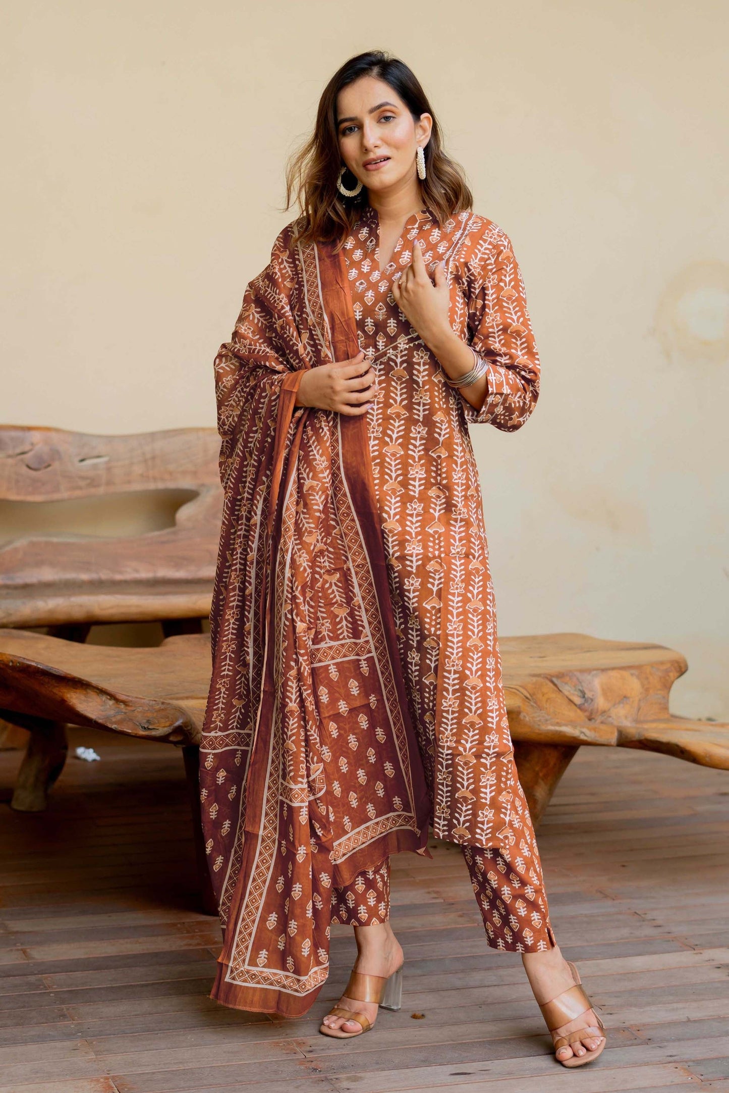 Naturally Orange Soft Cotton Kurta Set
