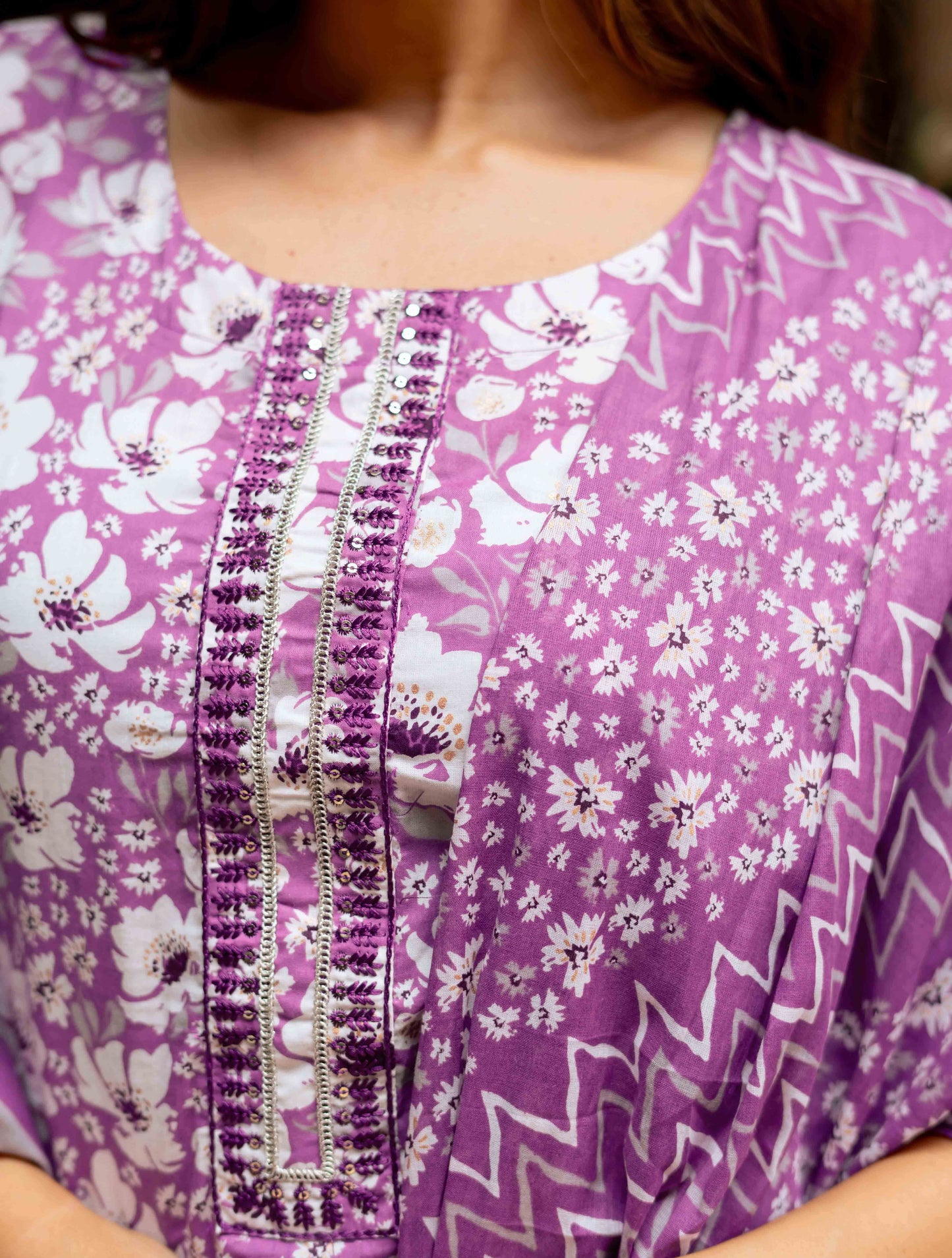 Cotton Floral Print Kurta Set with dupatta