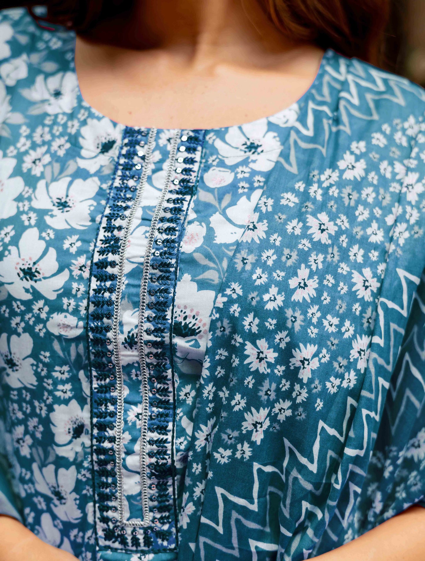 Cotton Floral Print Kurta Set with dupatta