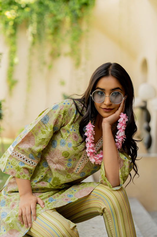 Trendy Cotton Blend Floral Printed Co-Ord Set