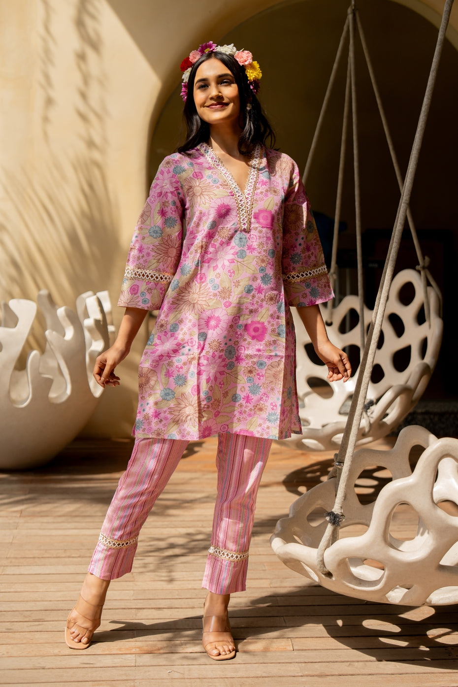 Trendy Cotton Blend Floral Printed Co-Ord Set