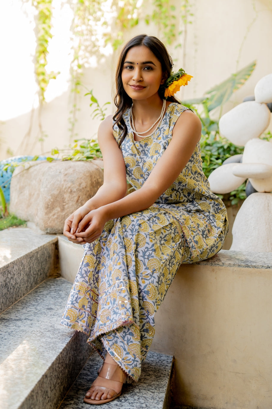 Elegant Cotton Blend Floral Print Sharara Set