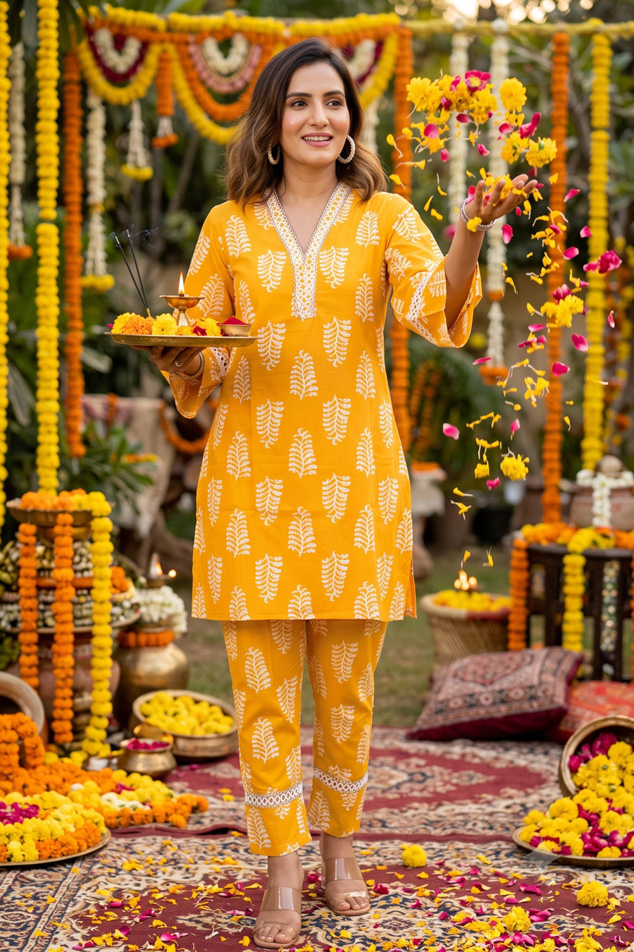 Elegant Cotton Blend Block Printed Co-Ord Set