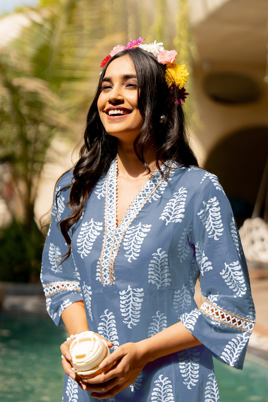 Elegant Cotton Blend Block Printed Co-Ord Set