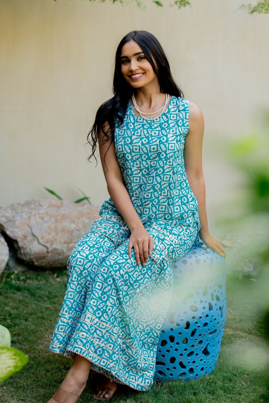 Elegant Cotton Blend Floral Print Sharara Set