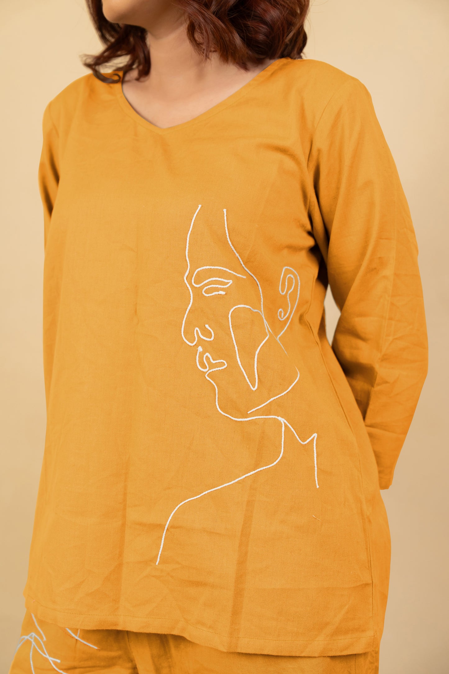 Women's Elegant Pure Cotton Thread Embroidery Co-Ord Set