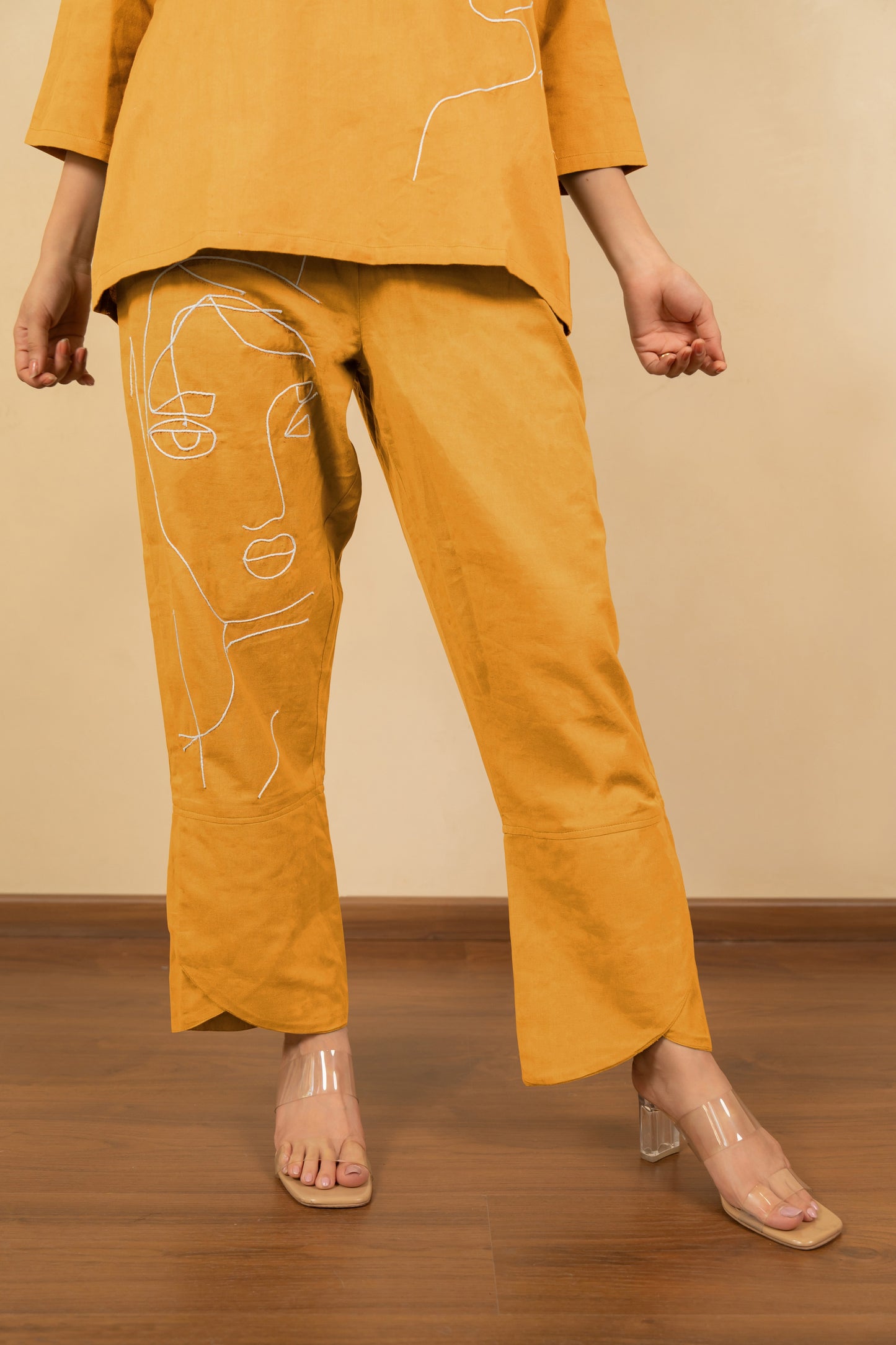 Women's Elegant Pure Cotton Thread Embroidery Co-Ord Set