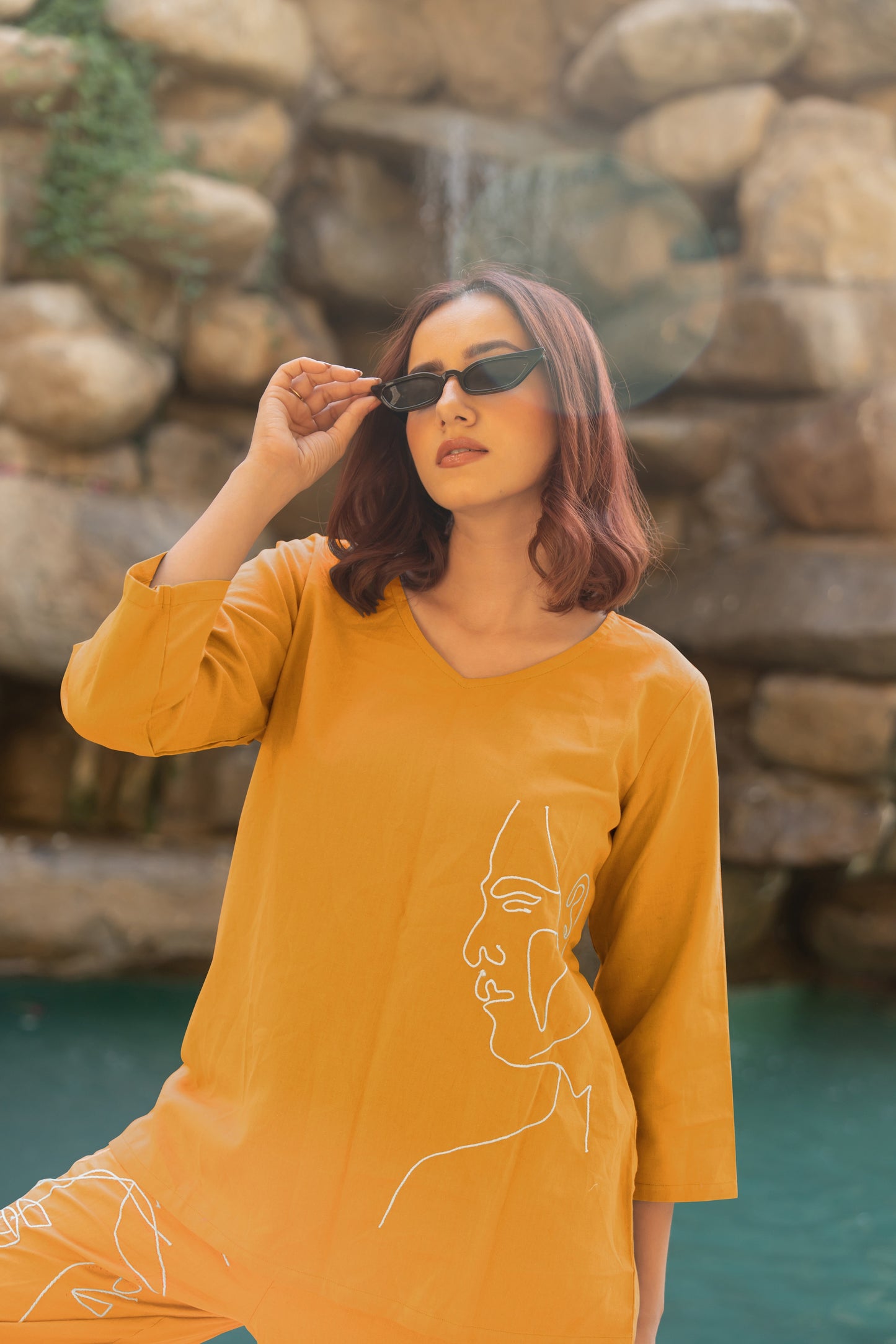 Women's Elegant Pure Cotton Thread Embroidery Co-Ord Set