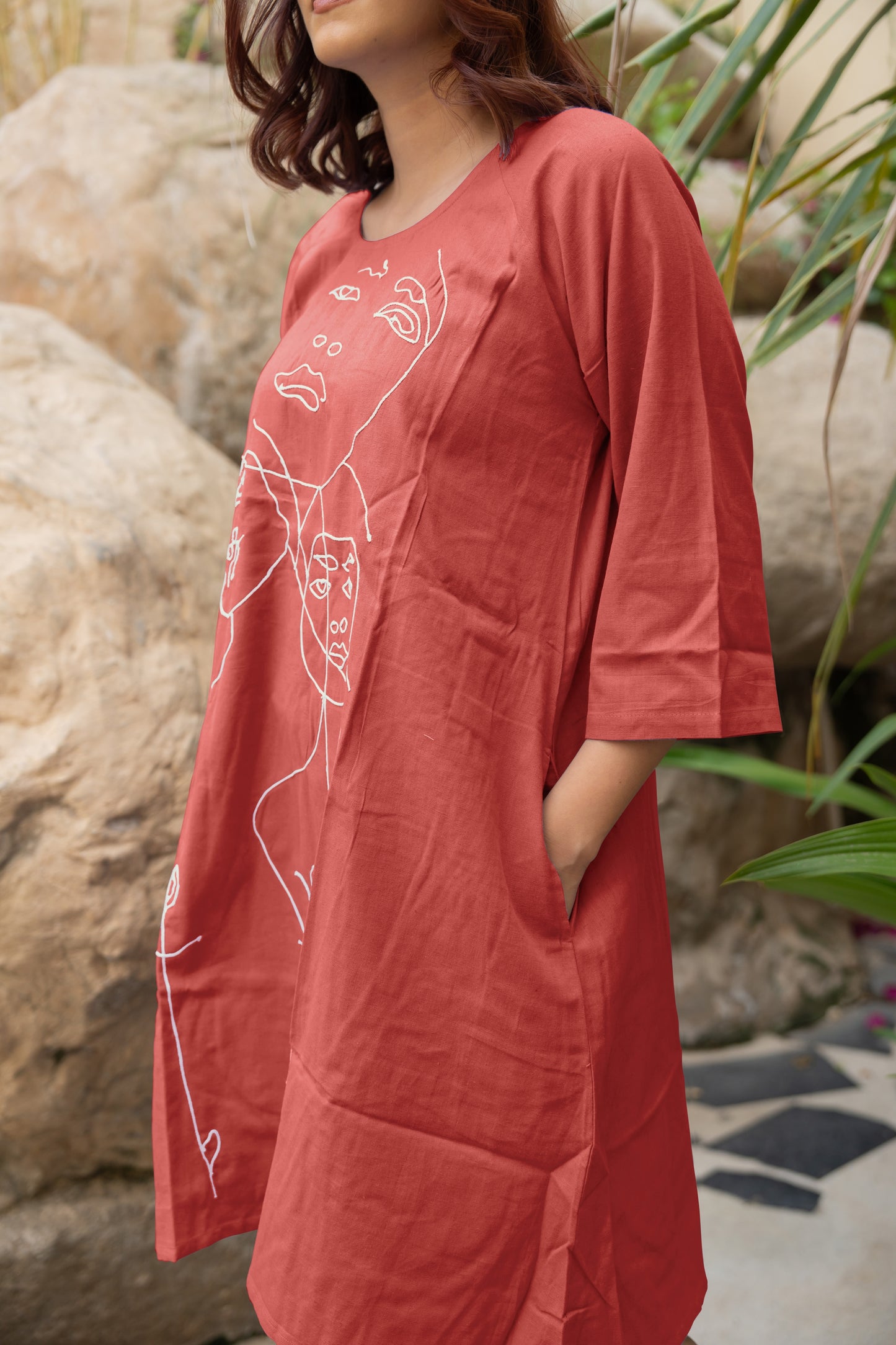 Flawless Color Thread Embroidered Pure Cotton Dress