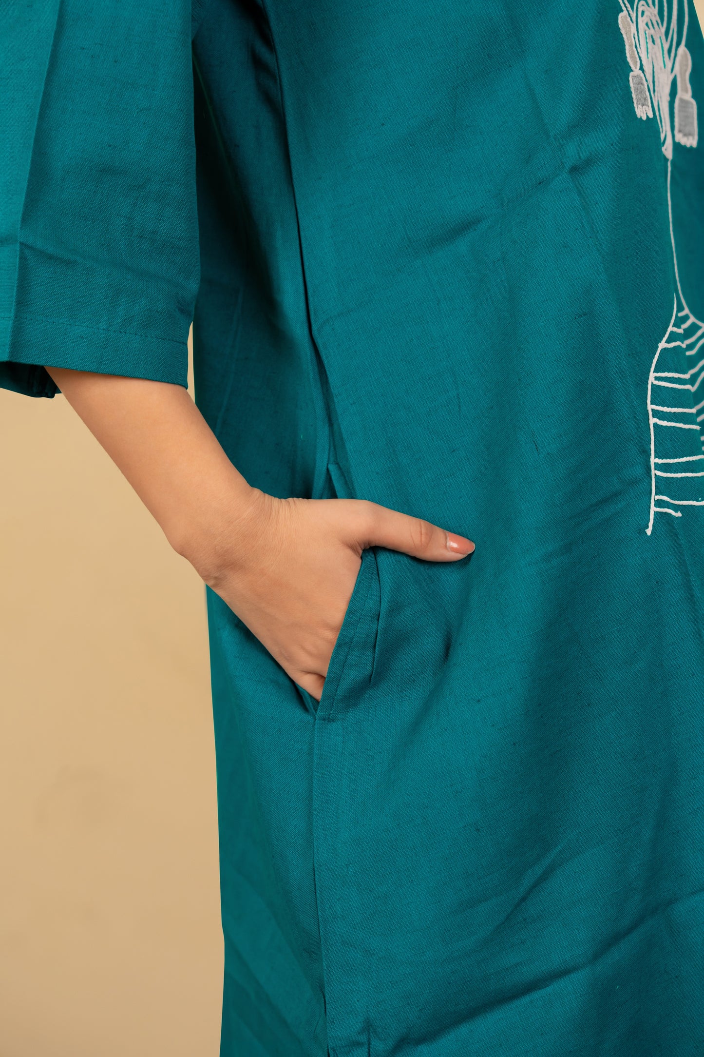 Flawless Color Thread Embroidered Pure Cotton Dress
