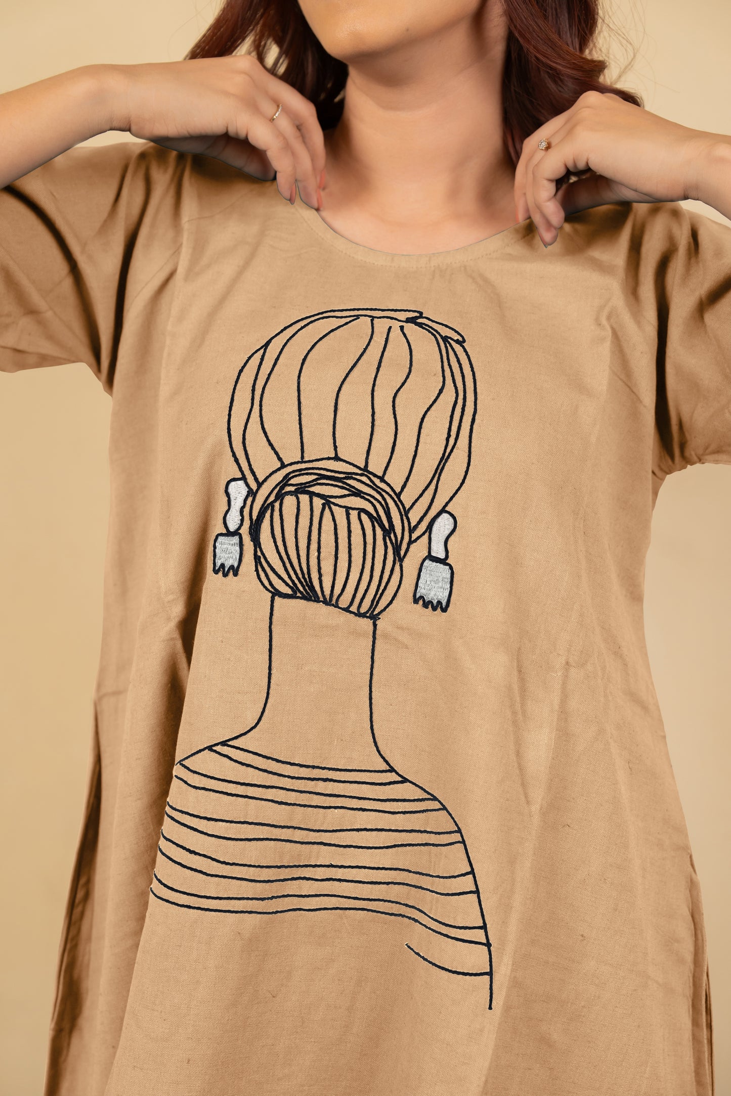 Flawless Color Thread Embroidered Pure Cotton Dress