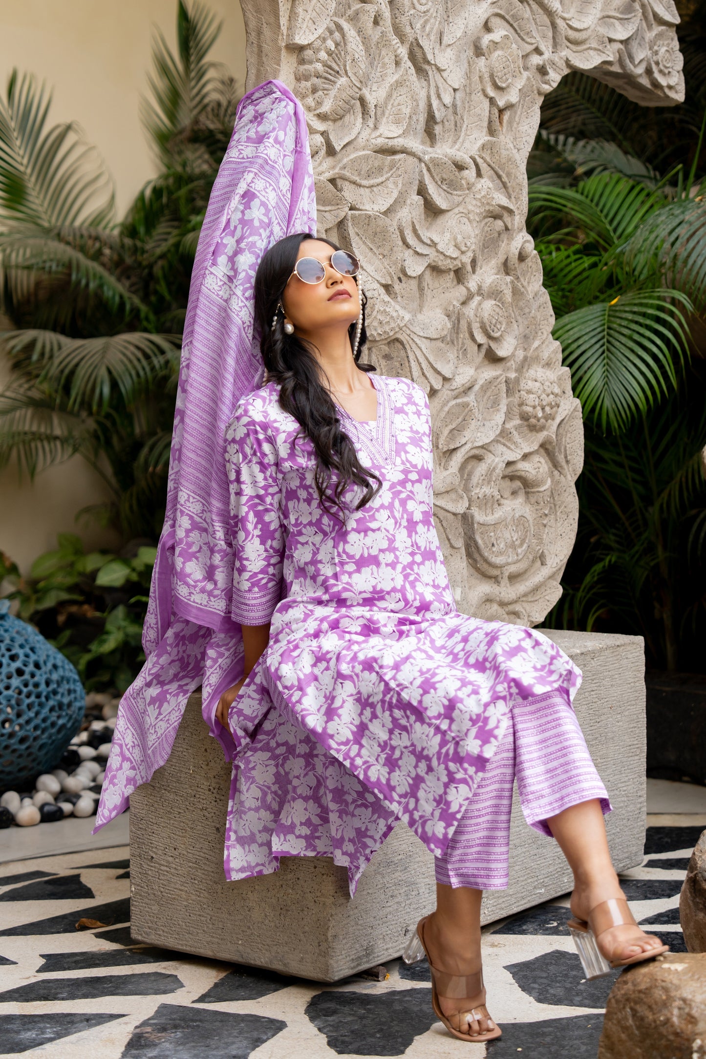 New Cotton Floral Print Kurta Set with dupatta