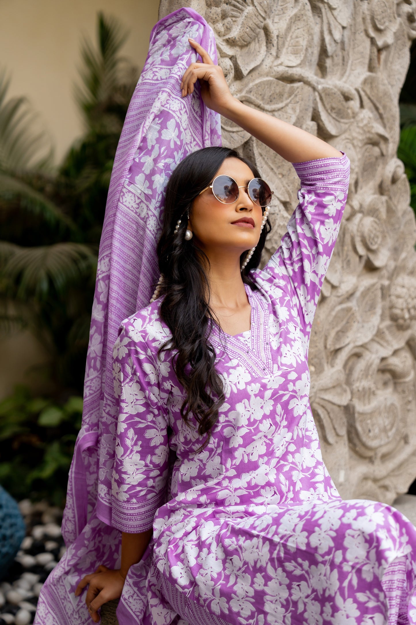 New Cotton Floral Print Kurta Set with dupatta