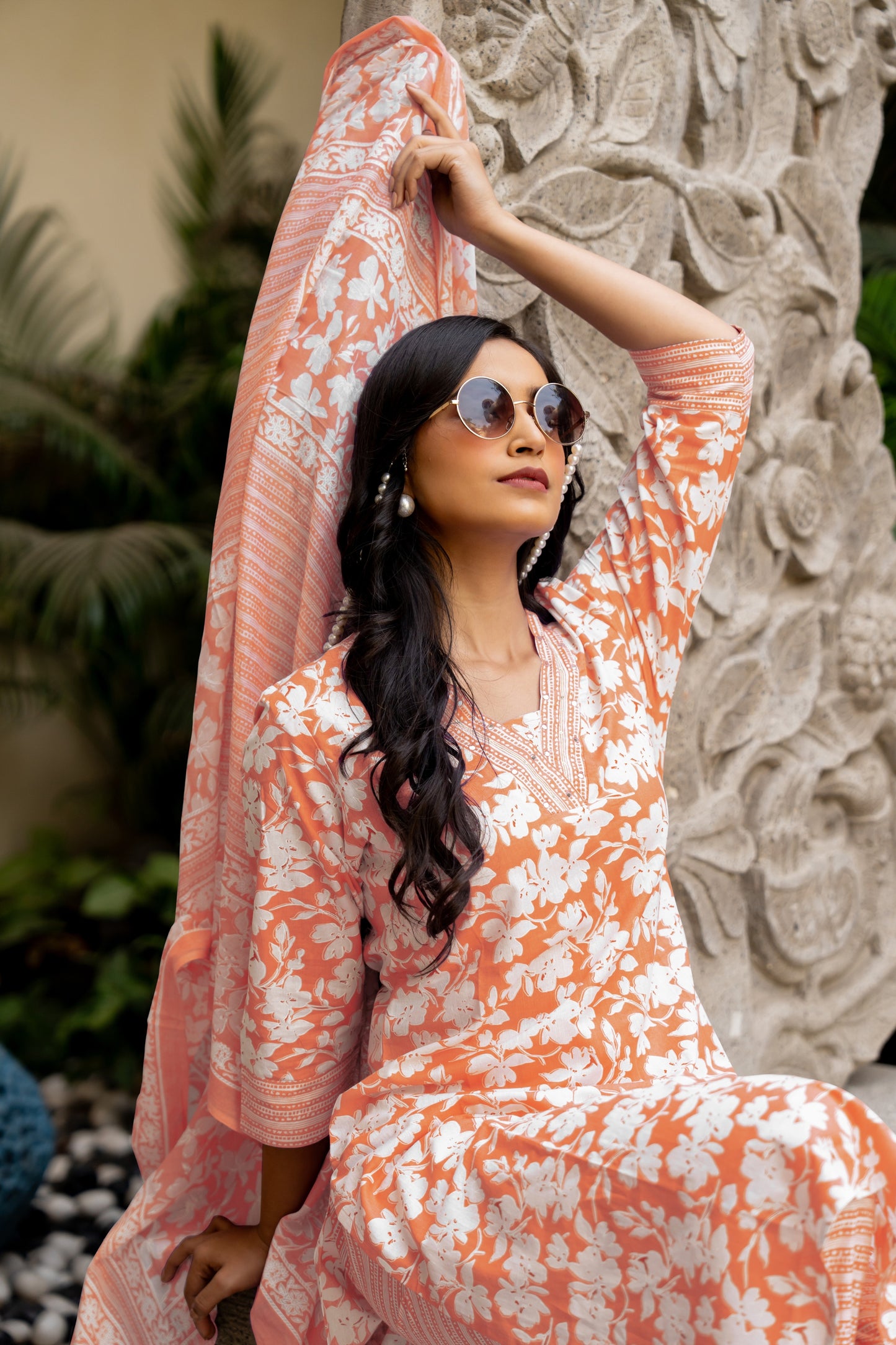 New Cotton Floral Print Kurta Set with dupatta