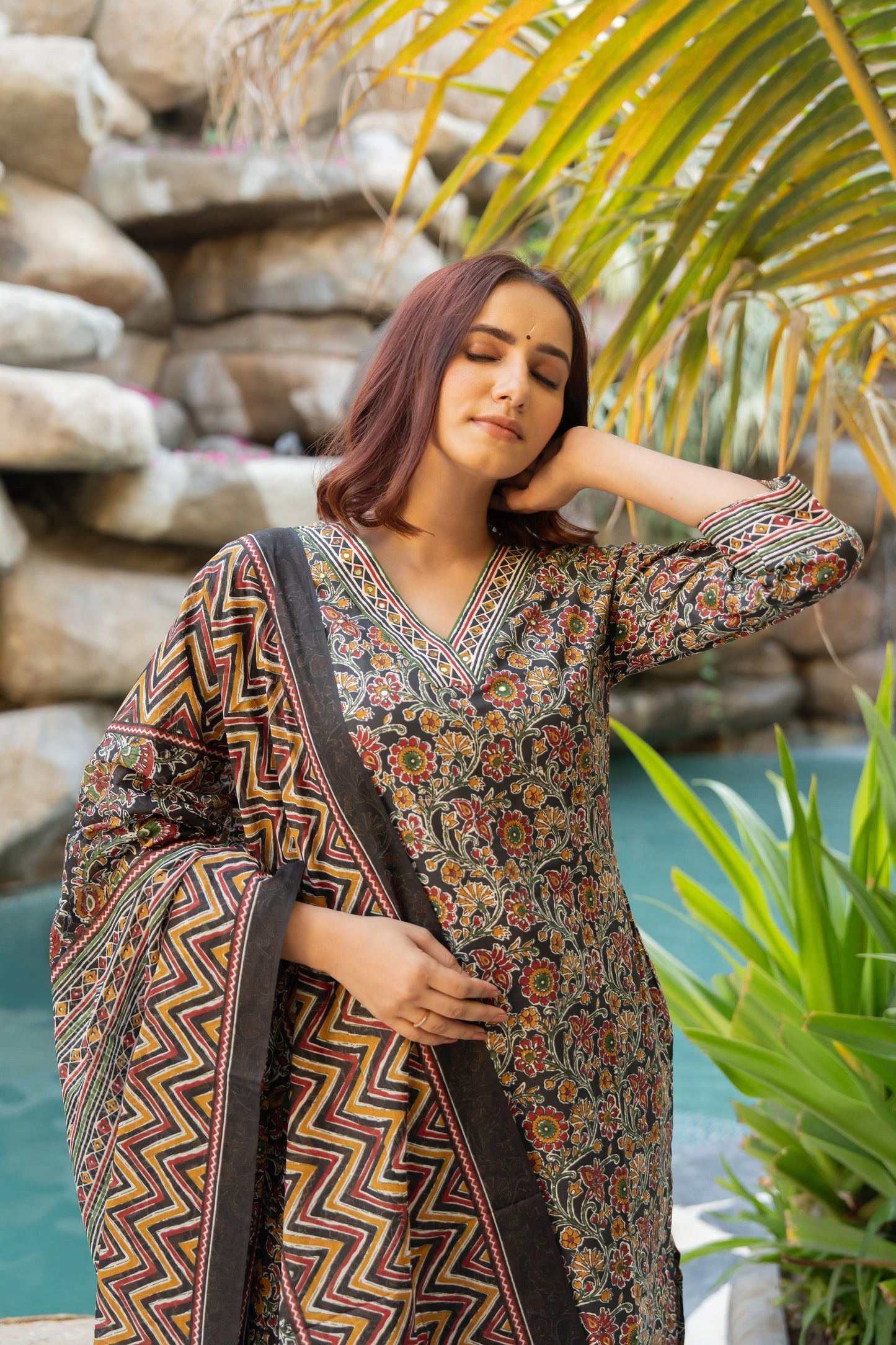 Fancy Cotton Floral Print Kurta Set with dupatta