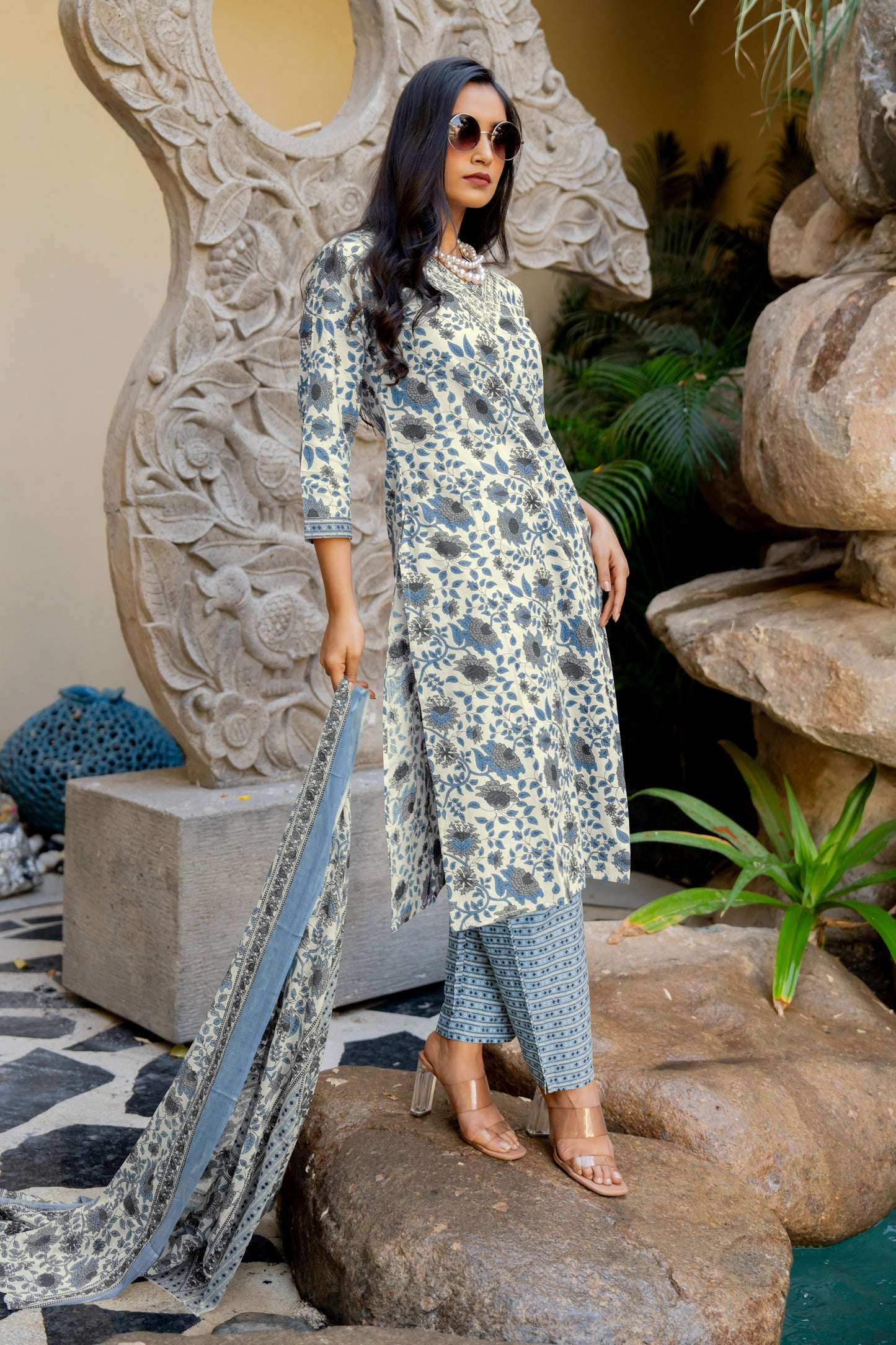 Latest Cotton Floral Print Kurta Set with dupatta