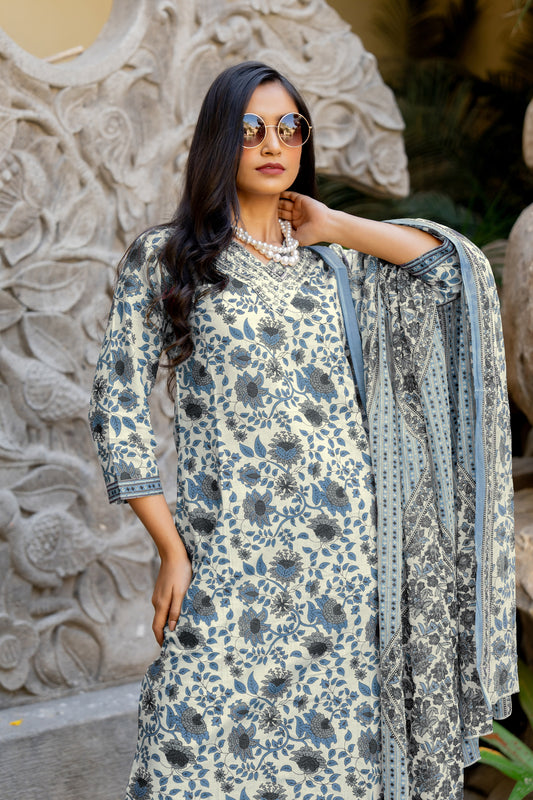 Latest Cotton Floral Print Kurta Set with dupatta