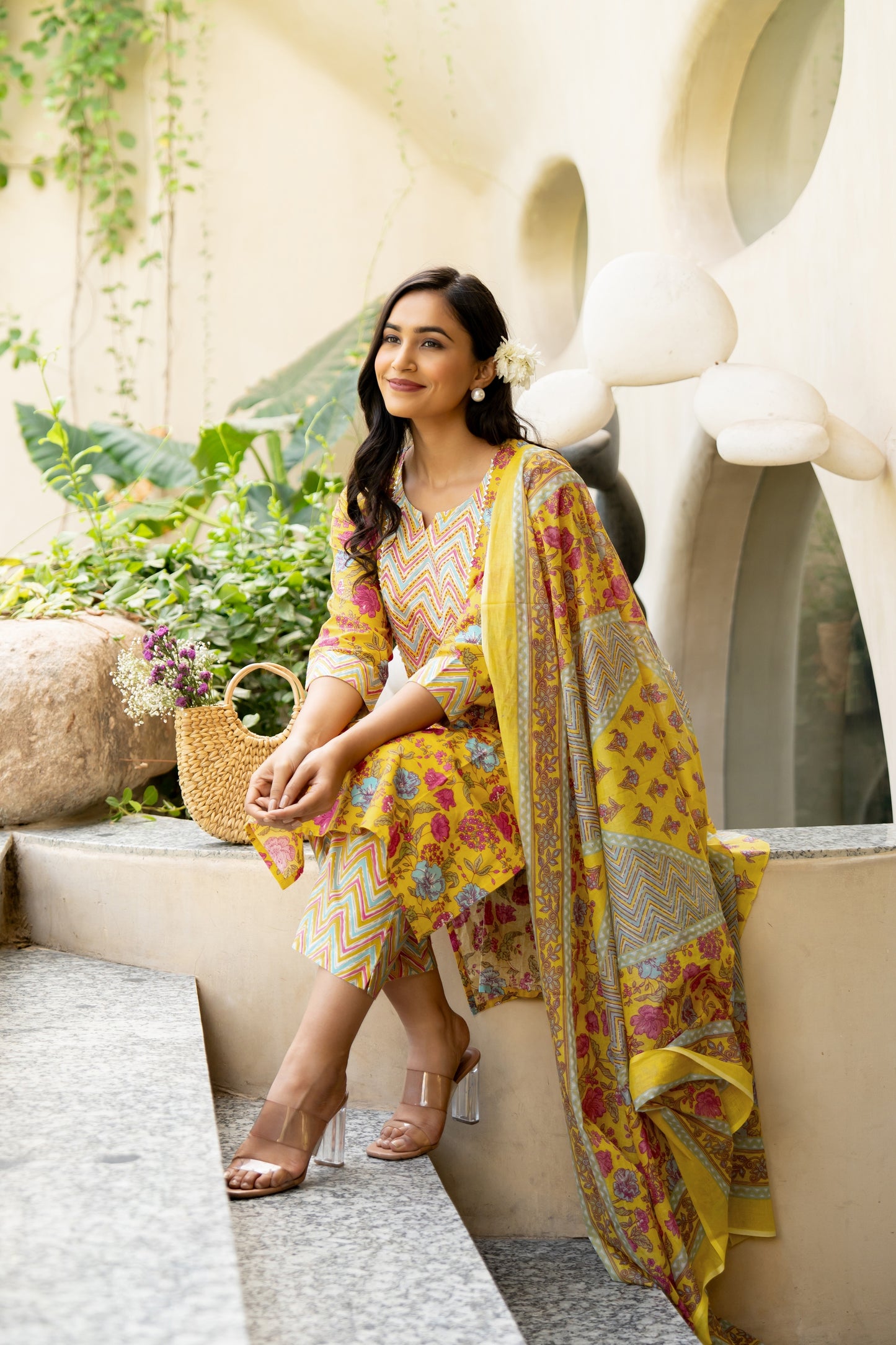 Latest Cotton Floral Print Kurta Set with dupatta