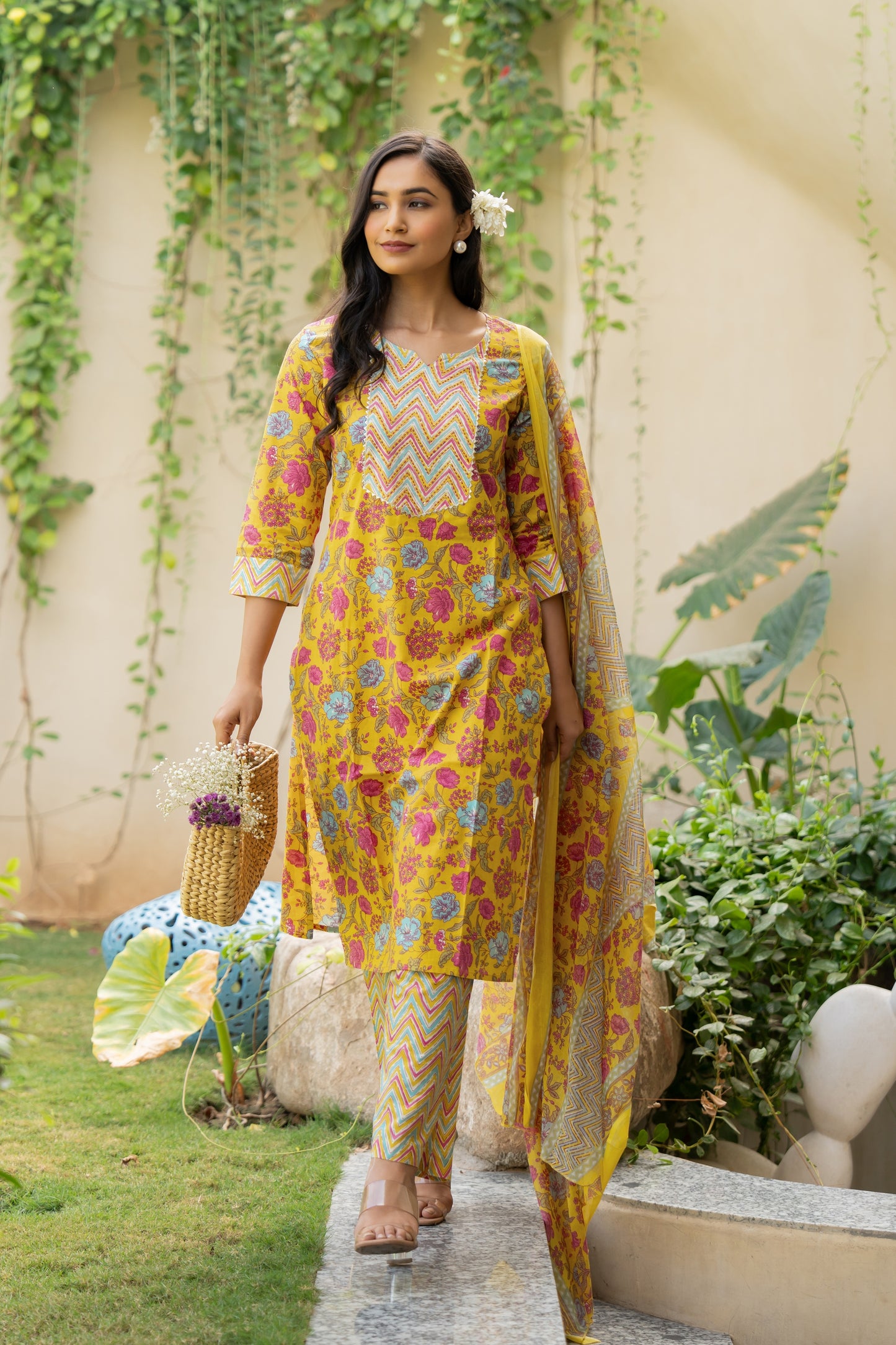 Latest Cotton Floral Print Kurta Set with dupatta
