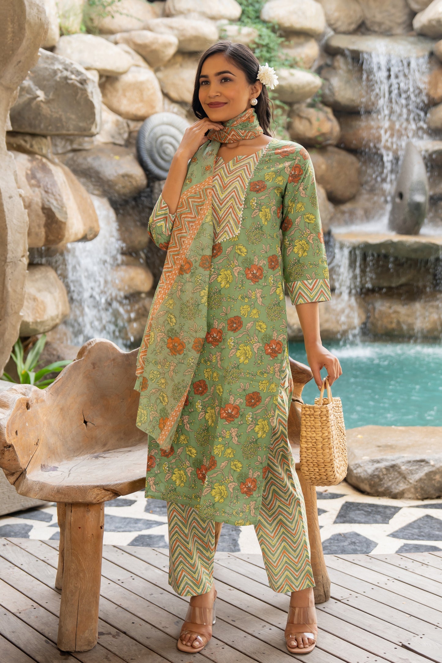 Latest Cotton Floral Print Kurta Set with dupatta