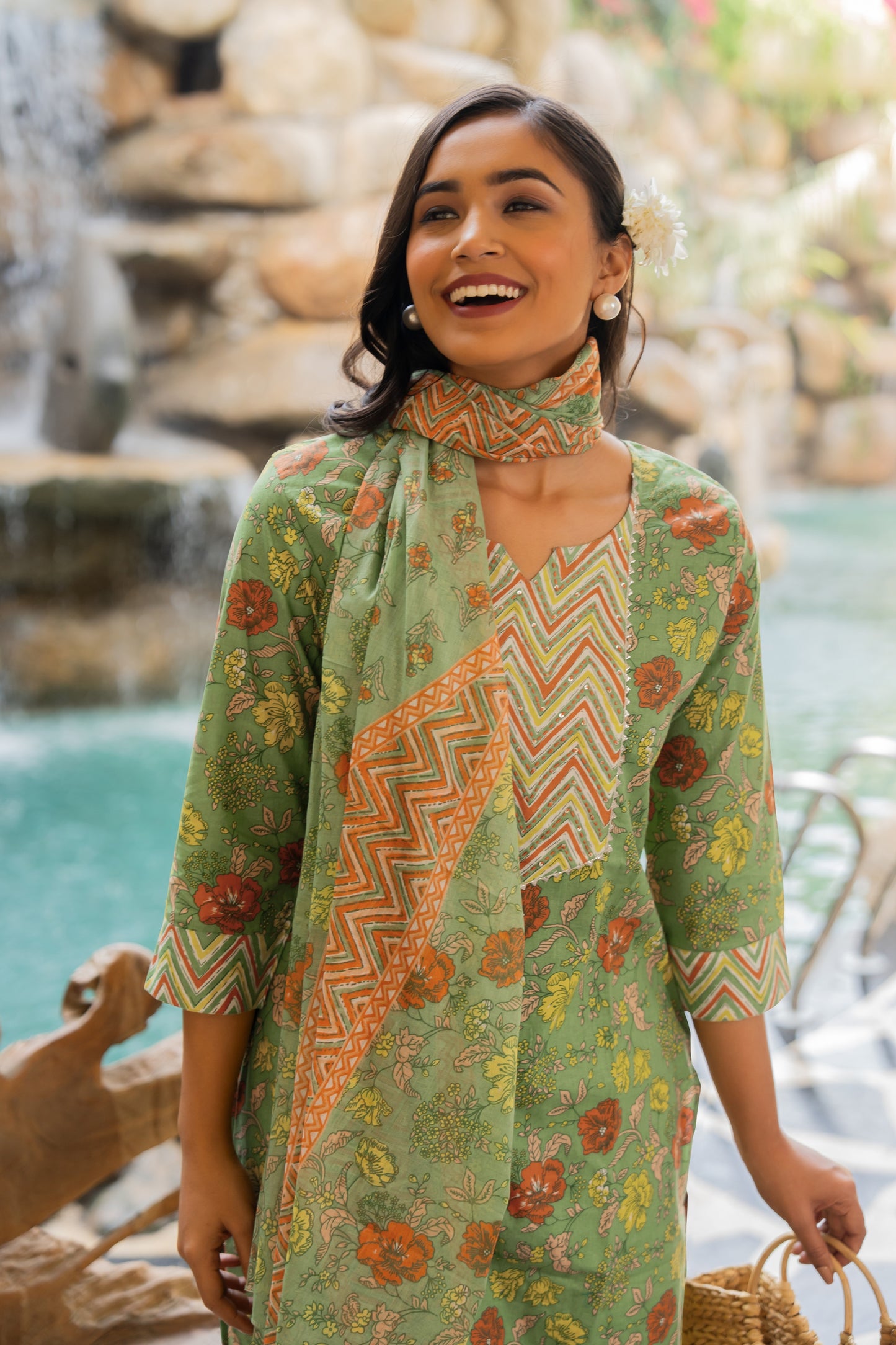 Latest Cotton Floral Print Kurta Set with dupatta